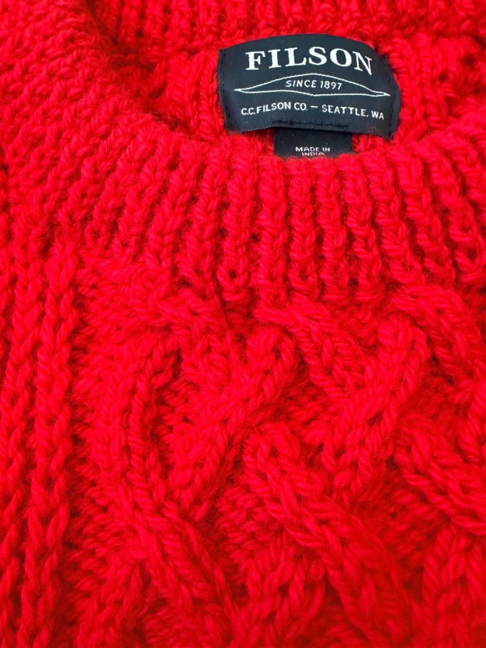 Filson Cable Knit Wool Sweater